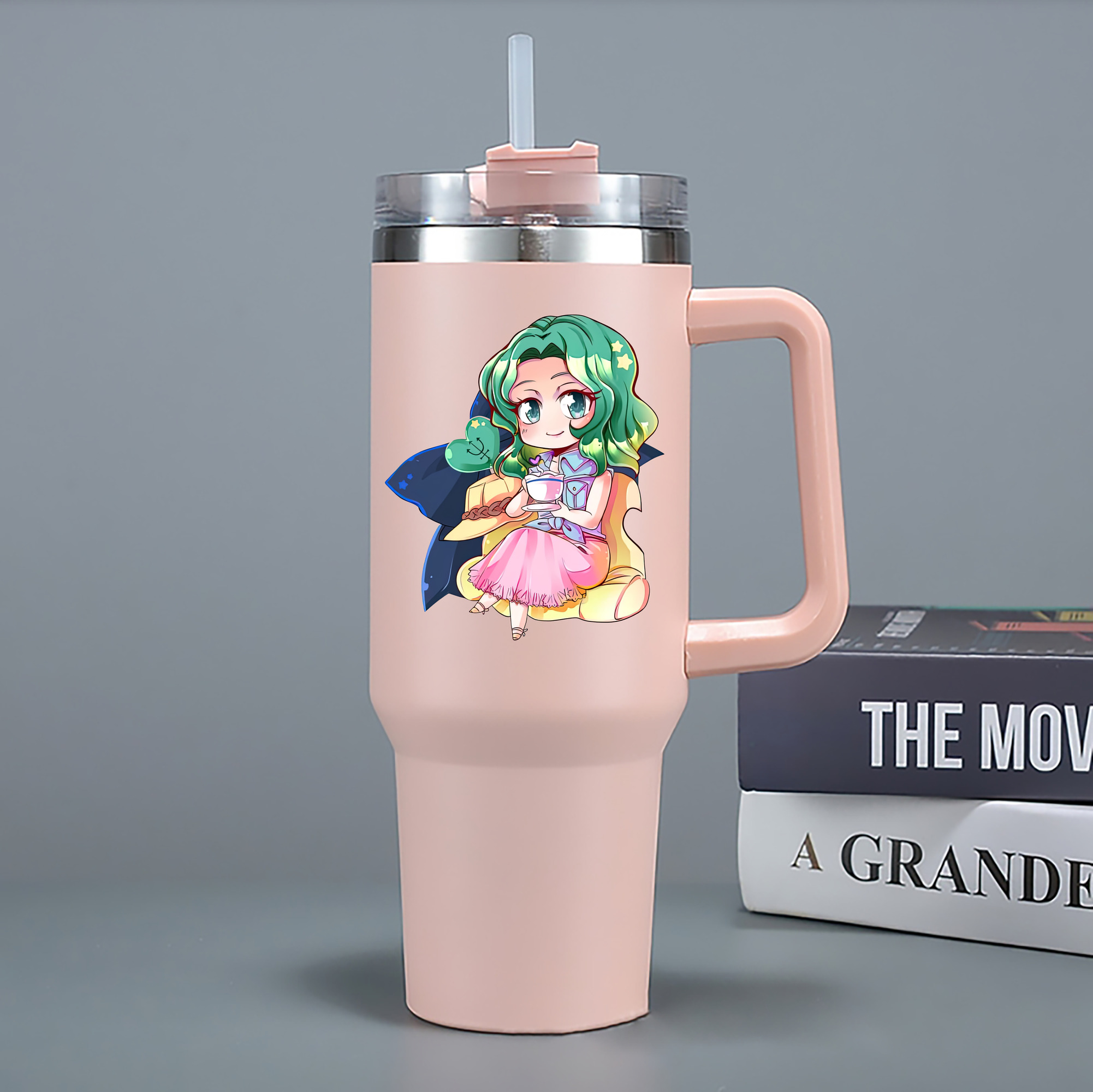 （画像用） 美少女戦士セーラームーン 海王 みちる（かいおう みちる） Sailor Moon Kaiou Michiru 1200mL車用タンブラー - クリスタルステッカー（プラスチックストロー付き）